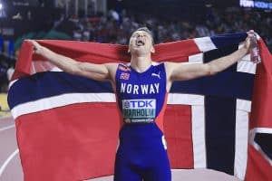 Karsten Warholm aranyérmes, férfi 400 méteres gátfutás Fotó: Illyés Tibor/MTI