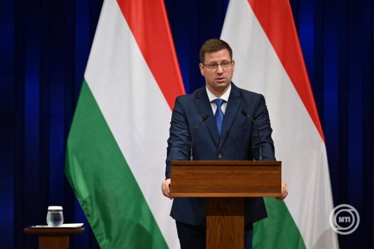 Gulyás Gergely a 2026. március 12-i Kormányinfón / Fotó: MTI